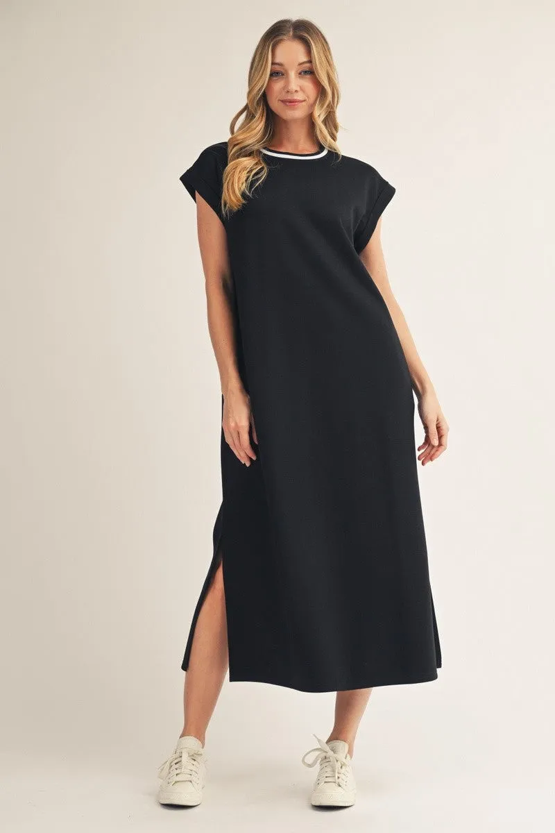 Black Side Slit Maternity Midi Dress sold by Pinkblush product image thumbnail 4