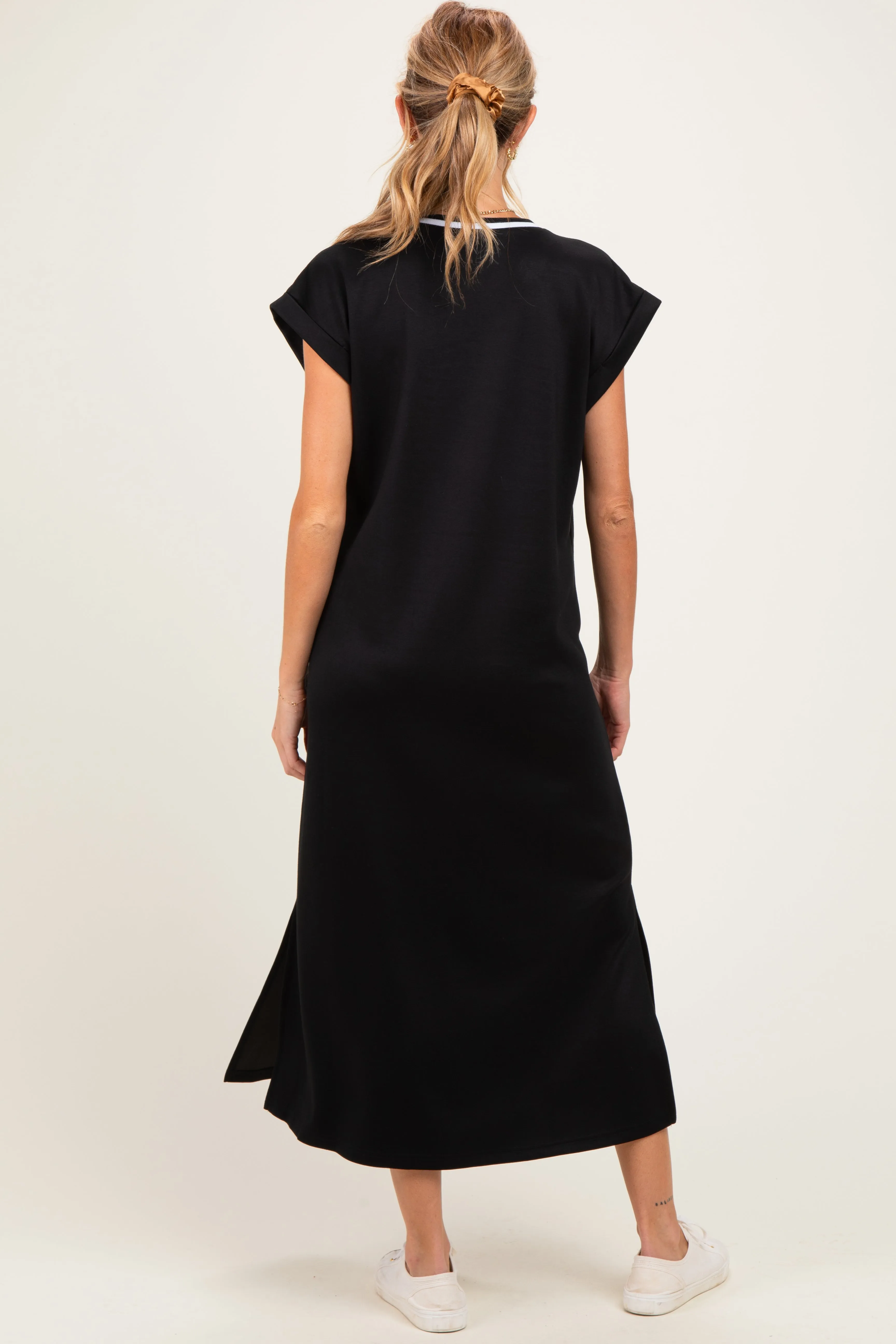 Black Side Slit Maternity Midi Dress sold by Pinkblush product image thumbnail 3