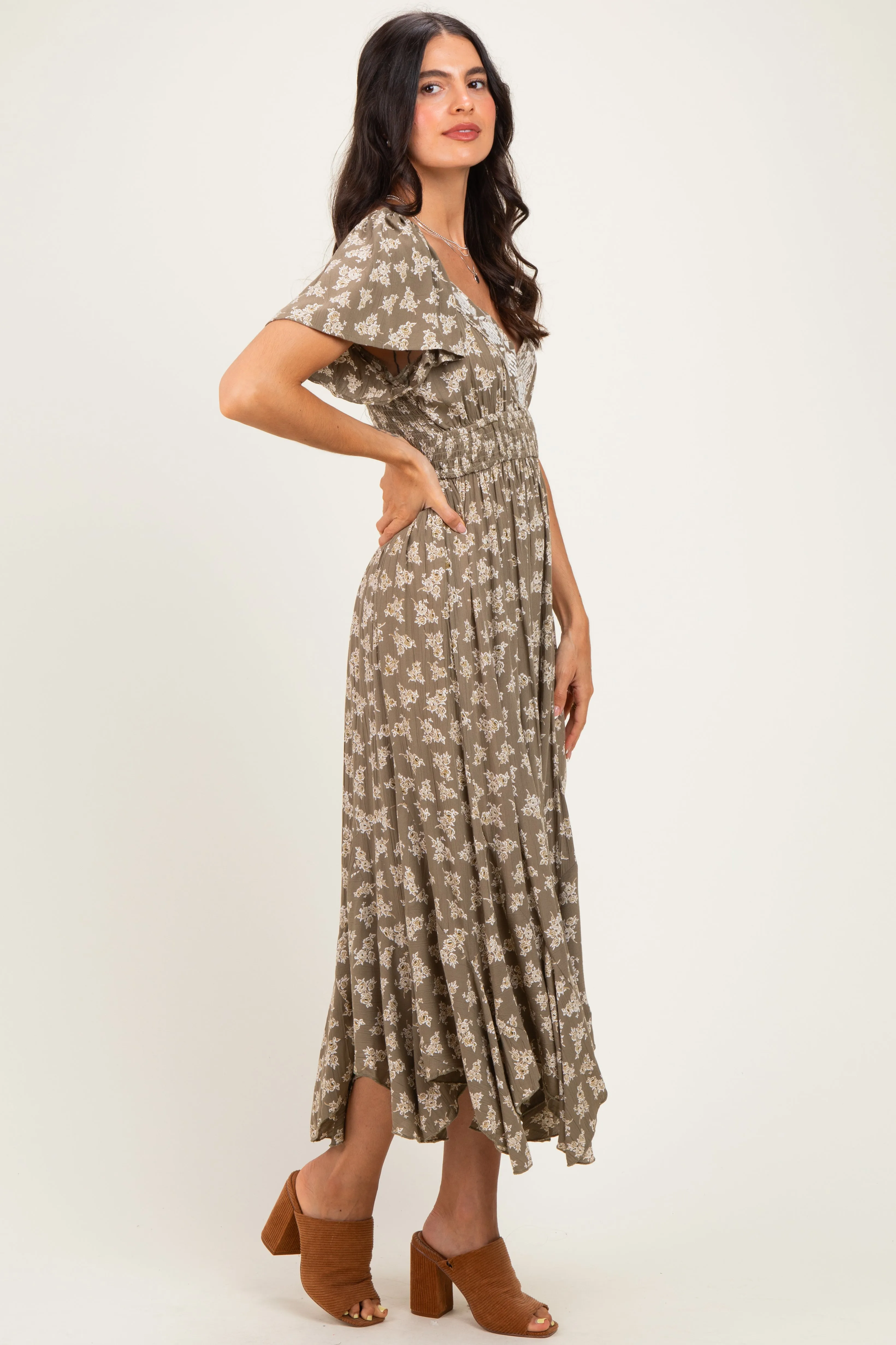 Olive Floral Embroidered Maxi Dress sold by Pinkblush product image thumbnail 2