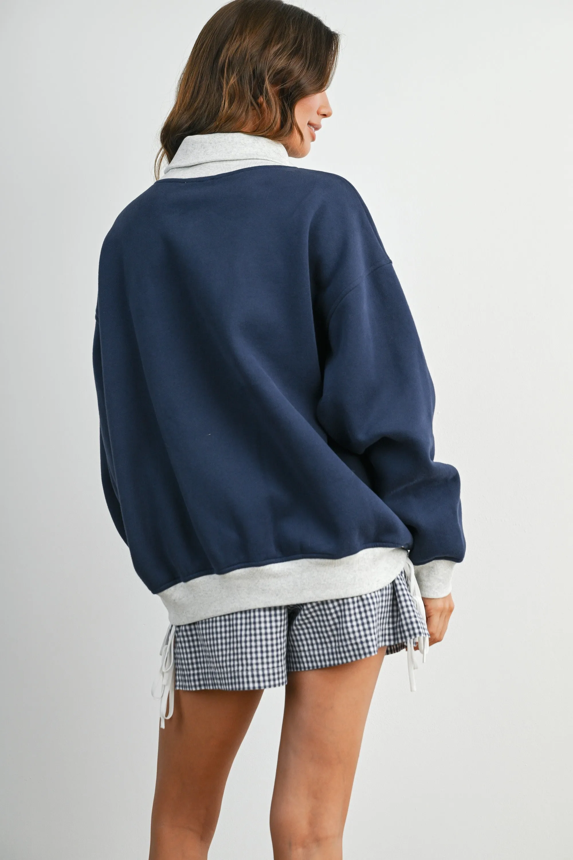Navy Colorblock Cowl Neck Sweatshirt sold by Pinkblush product image thumbnail 3
