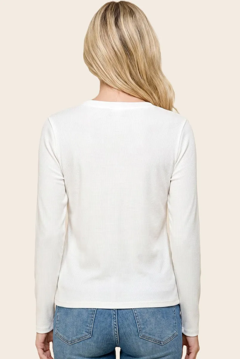 Ivory Fitted Ribbed Long Sleeve sold by Pinkblush product image thumbnail 3