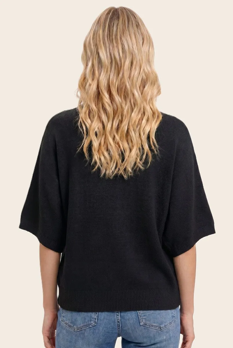 Black Oversized Short Sleeve Sweater Top sold by Pinkblush product image thumbnail 3