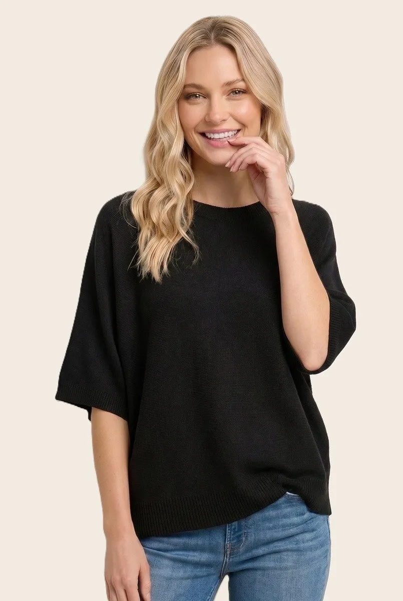Black Oversized Short Sleeve Sweater Top sold by Pinkblush product image thumbnail 2
