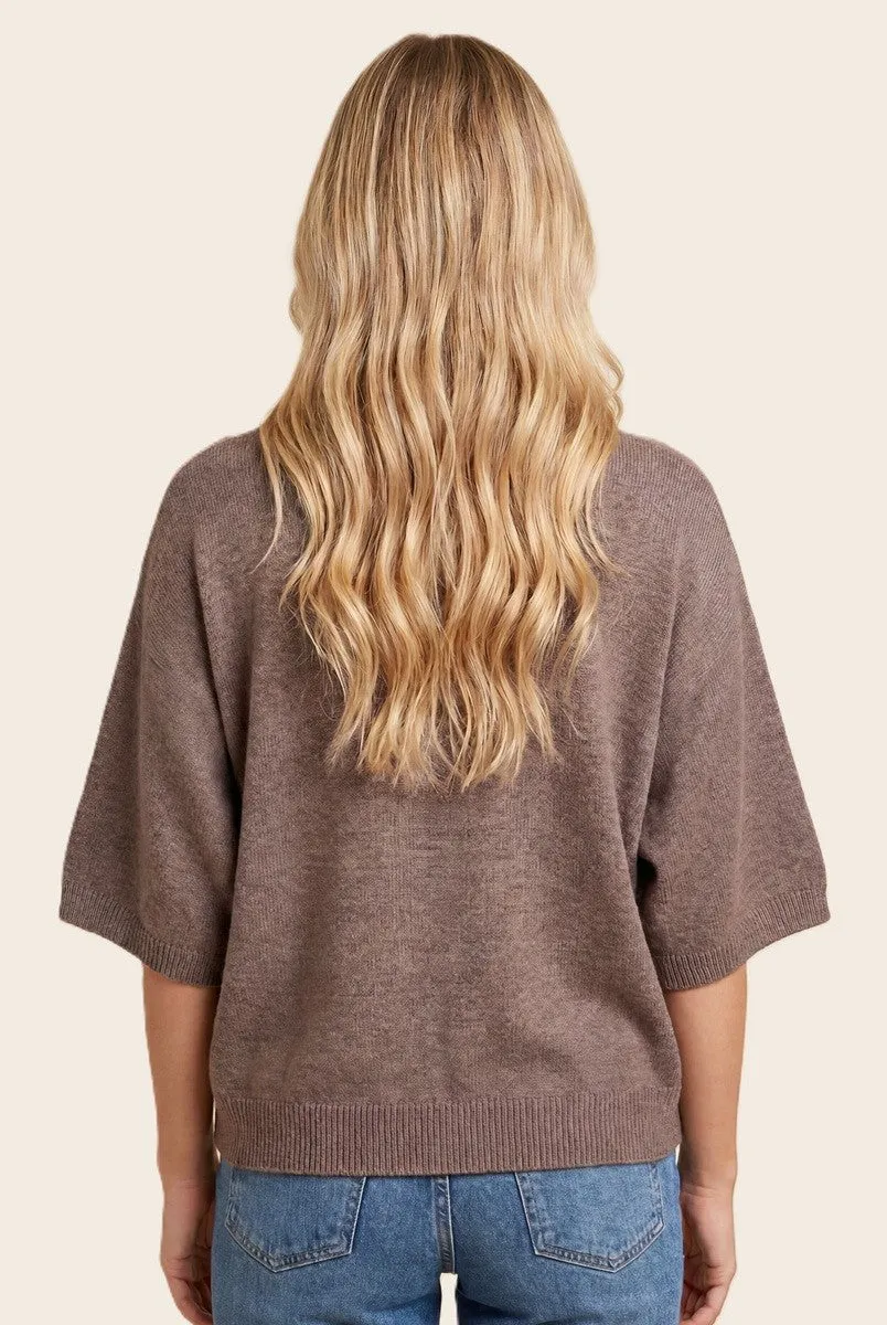 Lt Mocha Oversized Short Sleeve Sweater Top sold by Pinkblush product image thumbnail 2