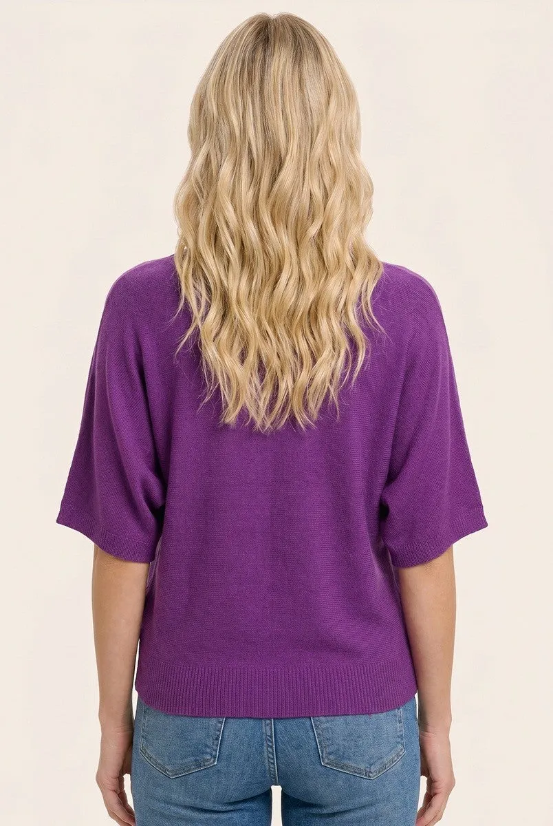 Purple Oversized Short Sleeve Sweater Top sold by Pinkblush product image thumbnail 2