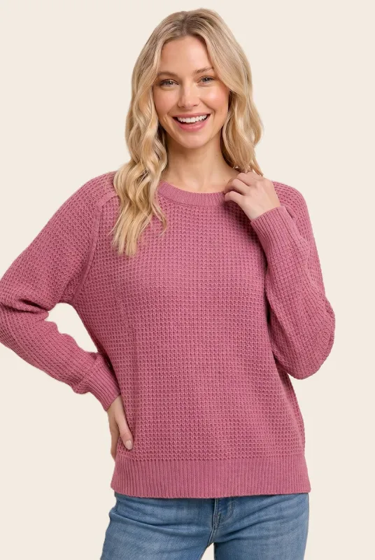 Pink Waffle Textured Sweater made by Staccato