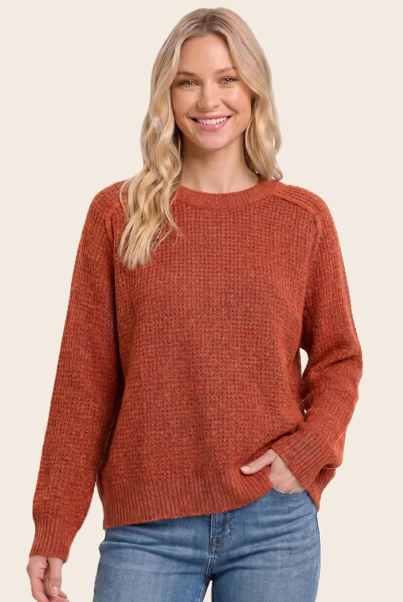 Rust Waffle Textured Sweater sold by Pinkblush product image thumbnail 2