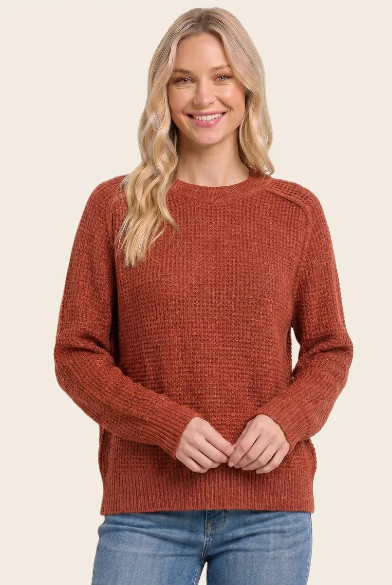 Rust Waffle Textured Sweater sold by Pinkblush