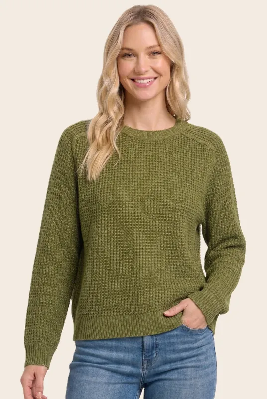 Matcha Waffle Textured Sweater made by Staccato