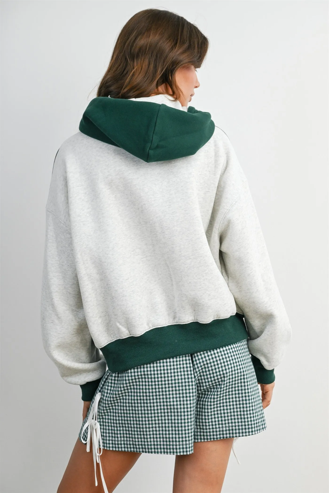 Hunter Green Colorblock Pullover Hoodie sold by Pinkblush product image thumbnail 4