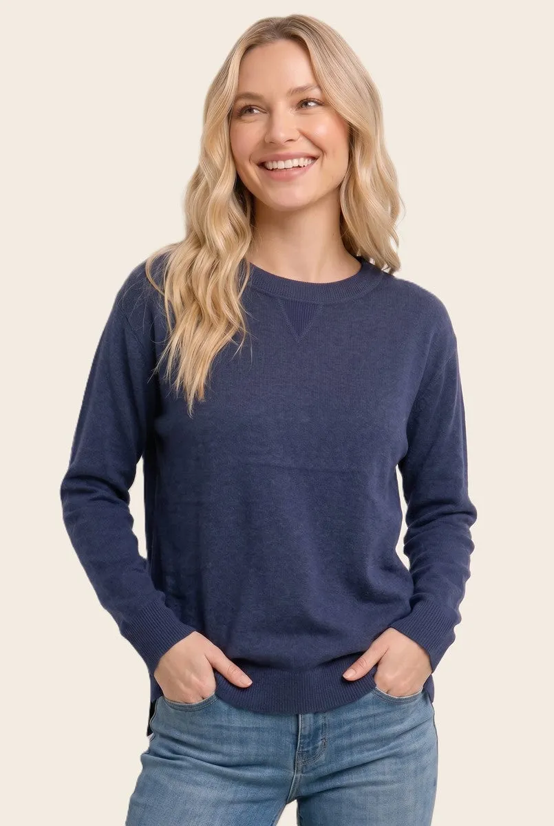 Indigo Solid Basic Sweater sold by Pinkblush