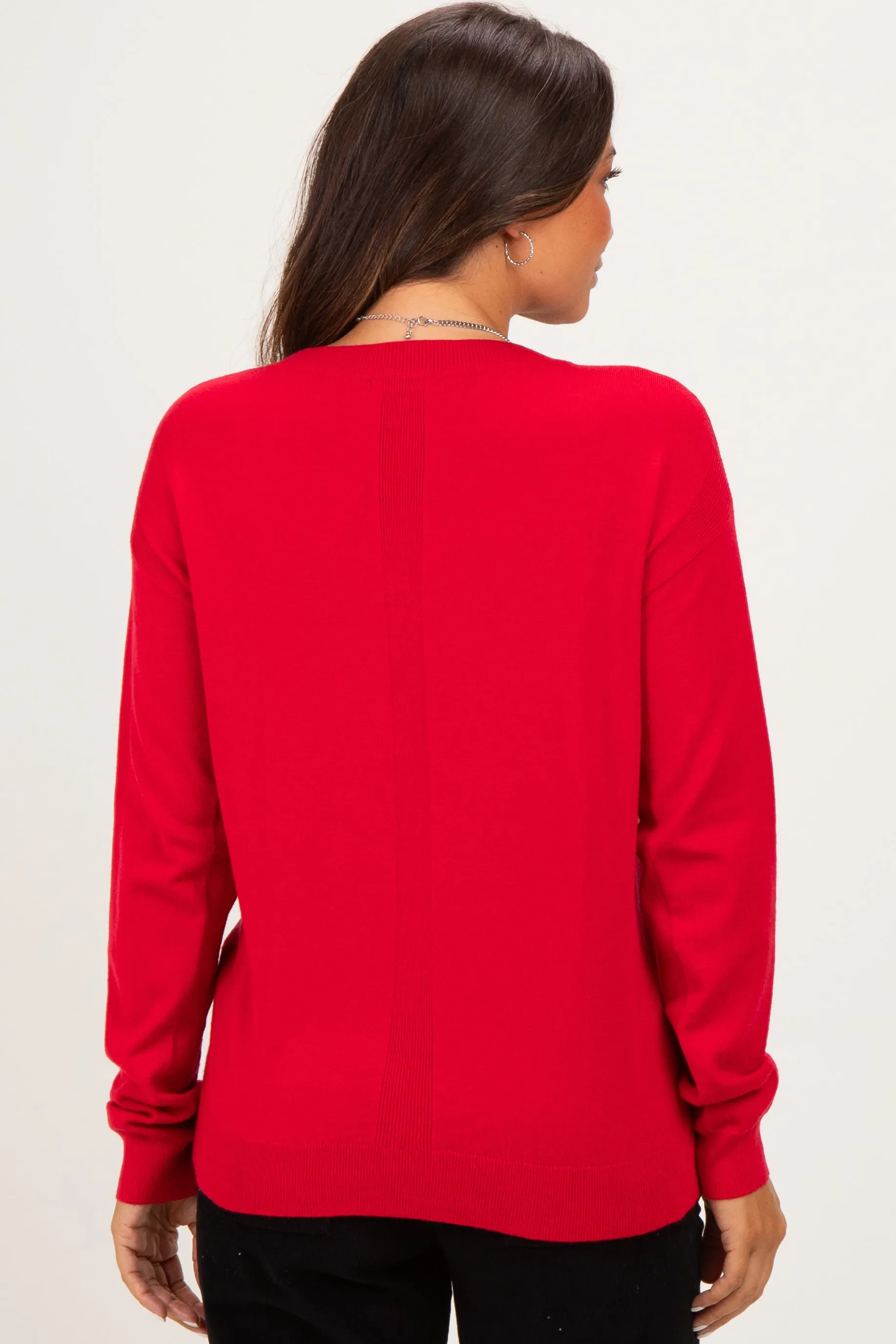 Red Solid Basic Maternity Sweater sold by Pinkblush product image thumbnail 4