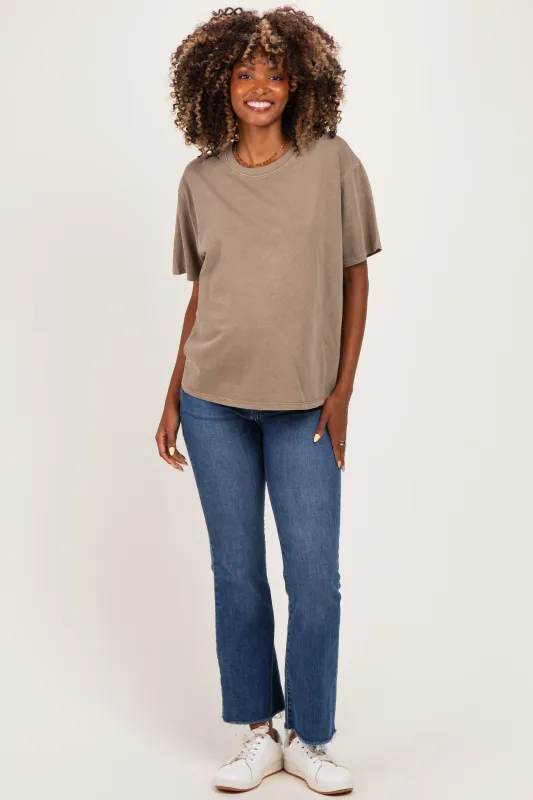 Mocha Maternity Crew Neck T-Shirt made by HYFVE