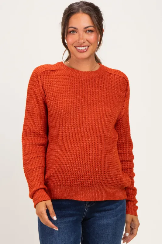 Rust Waffle Textured Maternity Sweater made by Staccato