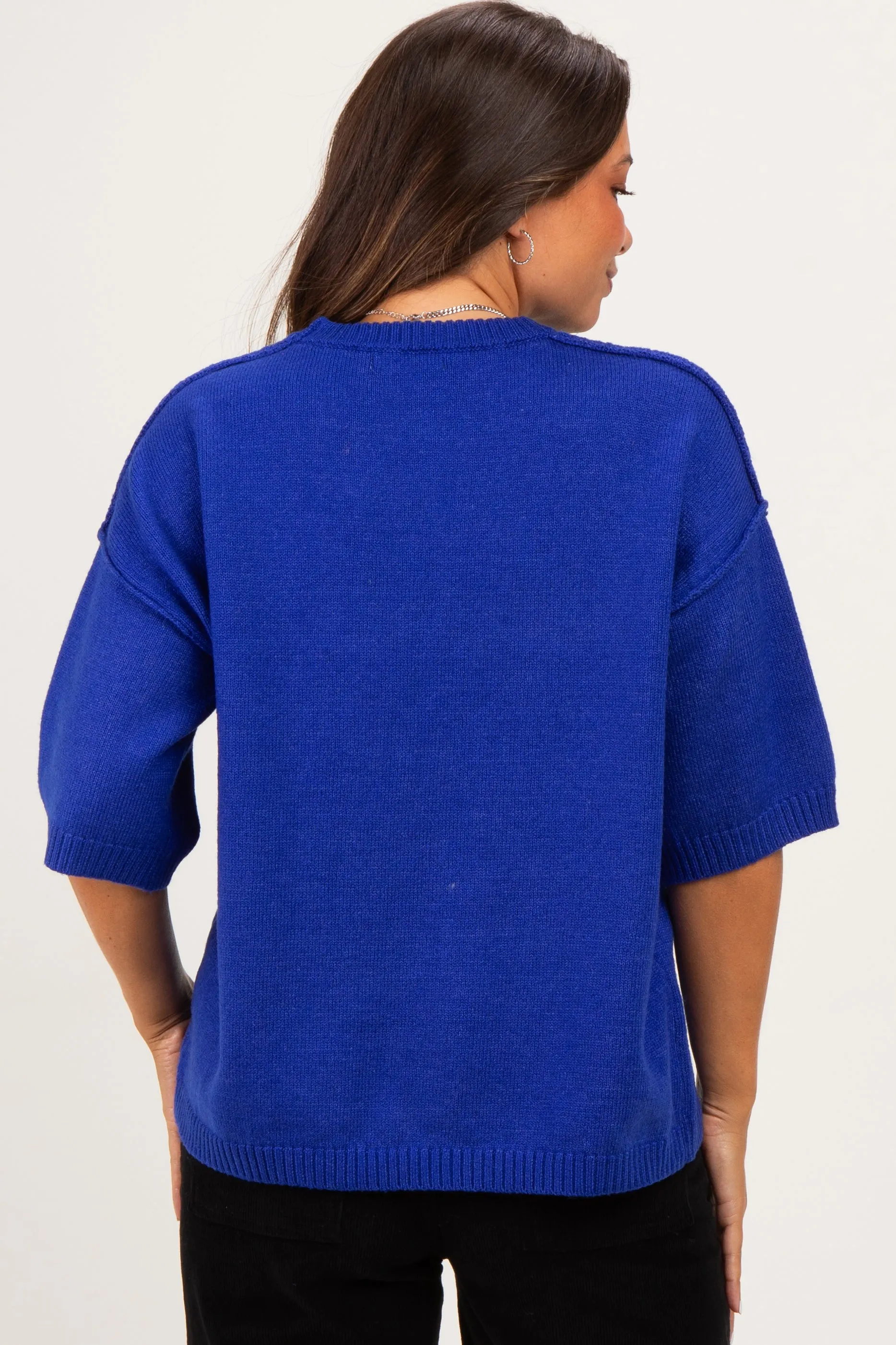 Royal Basic Maternity Short Sleeve Sweater Top sold by Pinkblush product image thumbnail 4