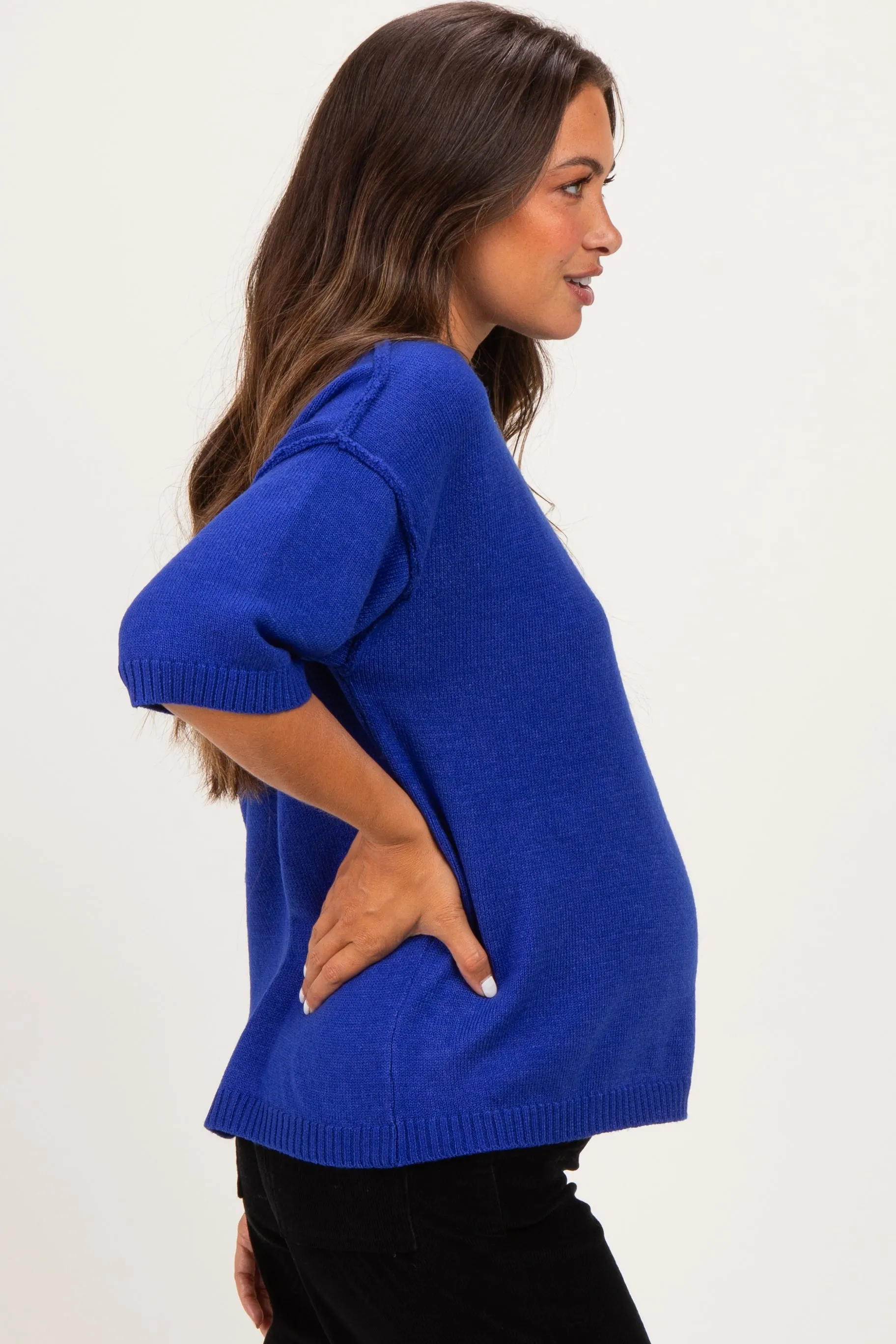 Royal Basic Maternity Short Sleeve Sweater Top sold by Pinkblush product image thumbnail 2