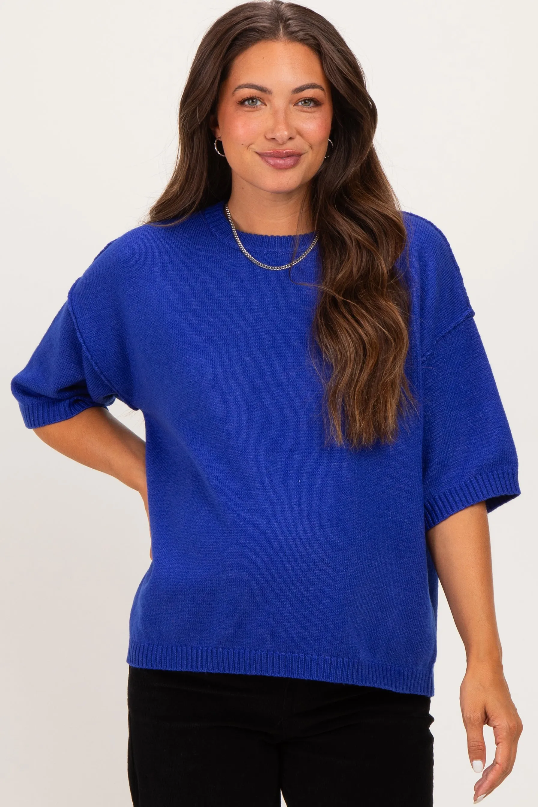 Royal Basic Maternity Short Sleeve Sweater Top sold by Pinkblush product image thumbnail 3