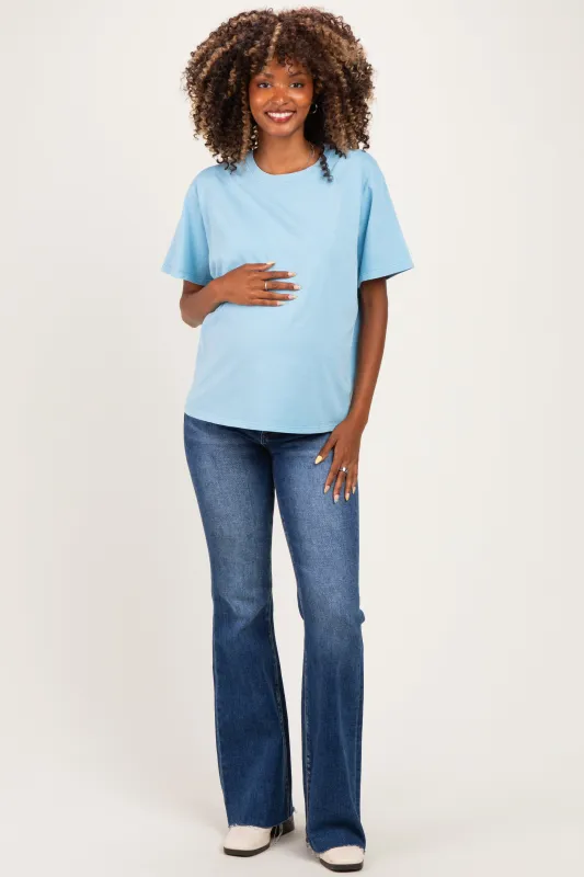 Blue Maternity Crew Neck T-Shirt made by HYFVE