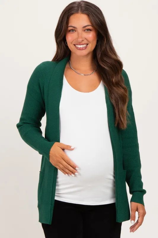 Forest Mini Waffle Knit Maternity Sweater Cardigan made by Staccato