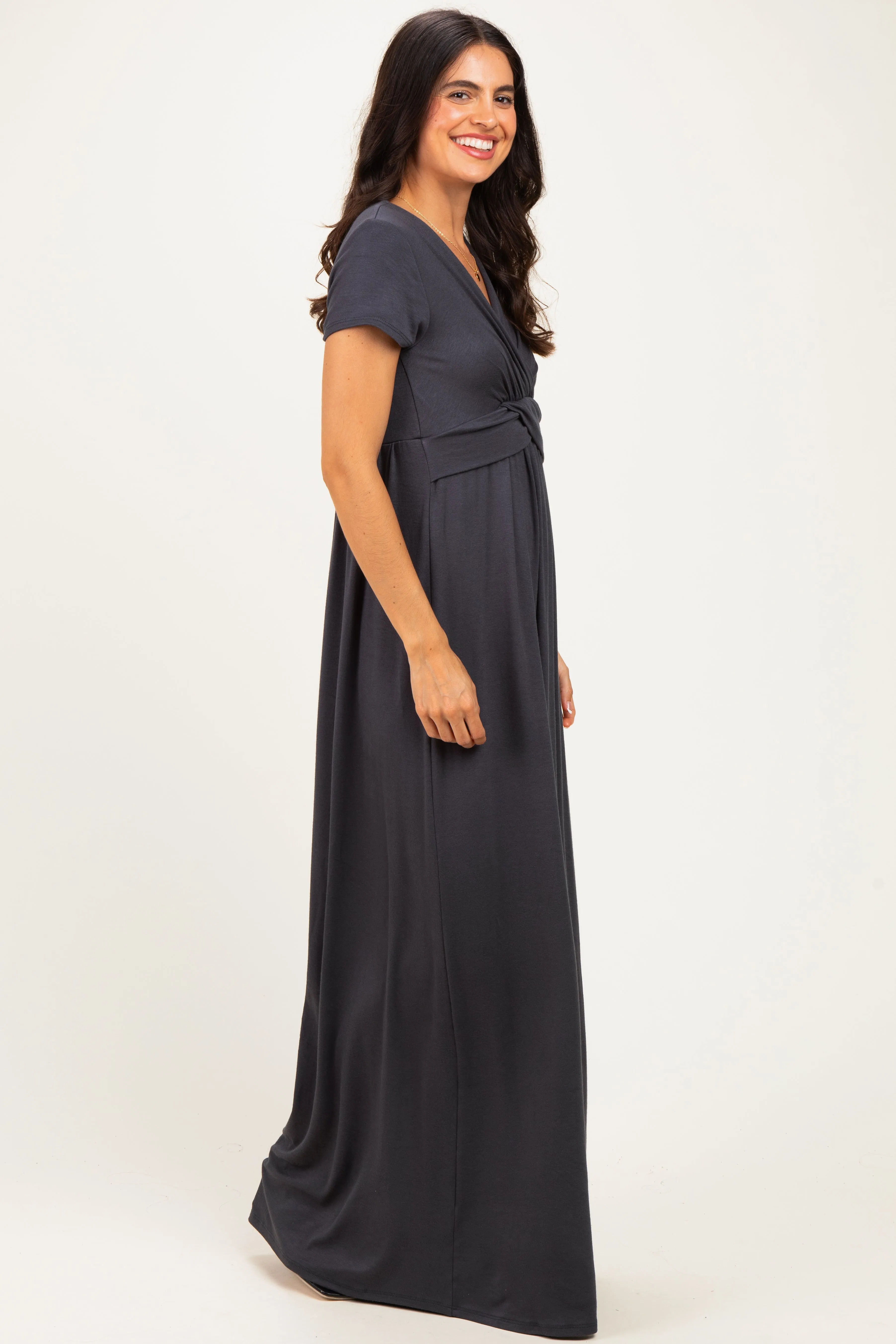 PinkBlush Charcoal Draped Nursing Maxi Dress sold by Pinkblush product image thumbnail 2