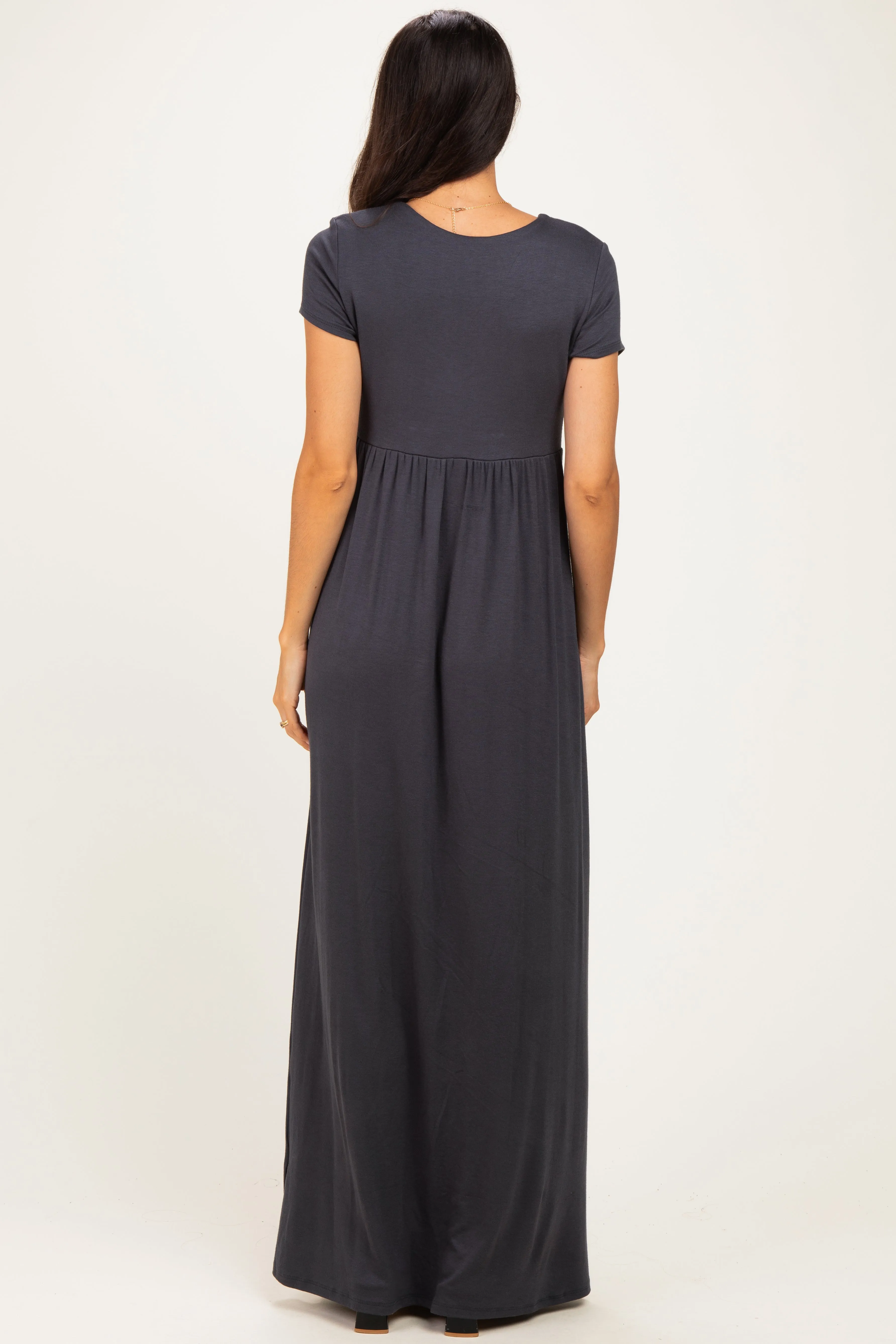 PinkBlush Charcoal Draped Nursing Maxi Dress sold by Pinkblush product image thumbnail 3