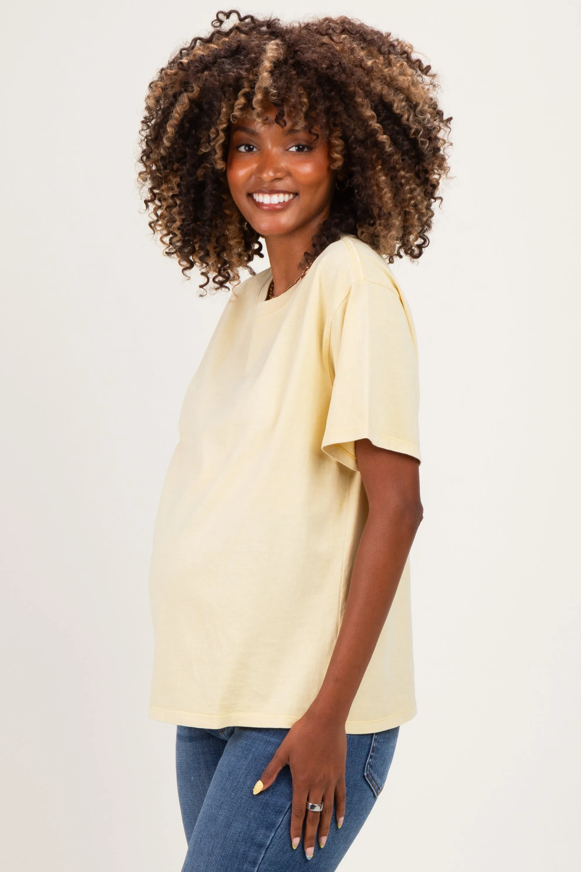 Yellow Maternity Crew Neck T-Shirt sold by Pinkblush product image thumbnail 3