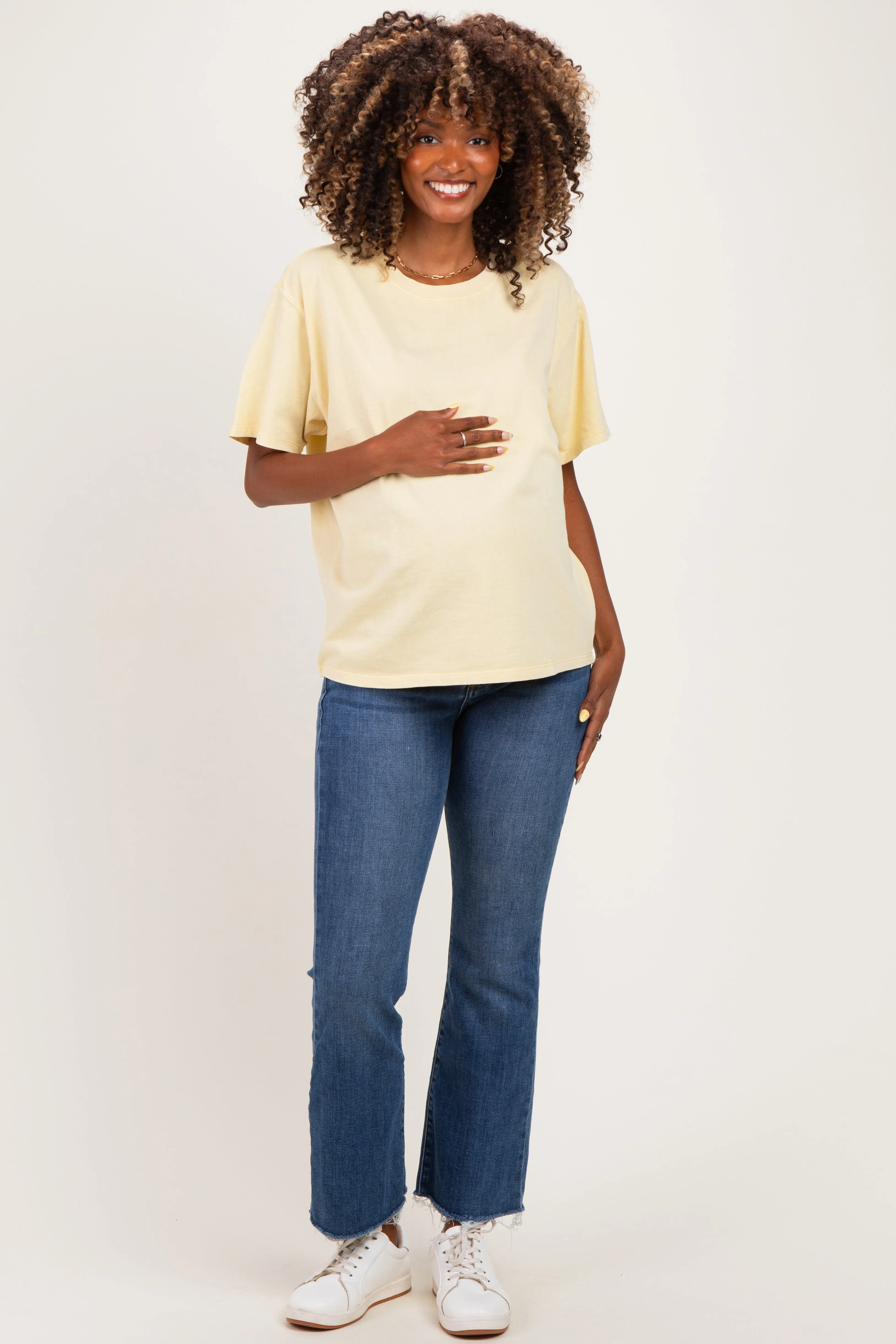 Yellow Maternity Crew Neck T-Shirt sold by Pinkblush product image thumbnail 2