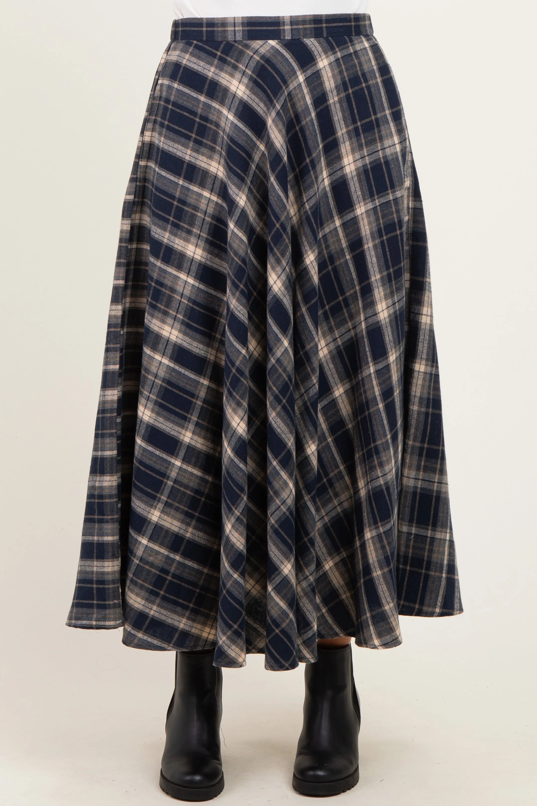 Navy Plaid A-Line Maxi Skirt sold by Pinkblush product image thumbnail 2
