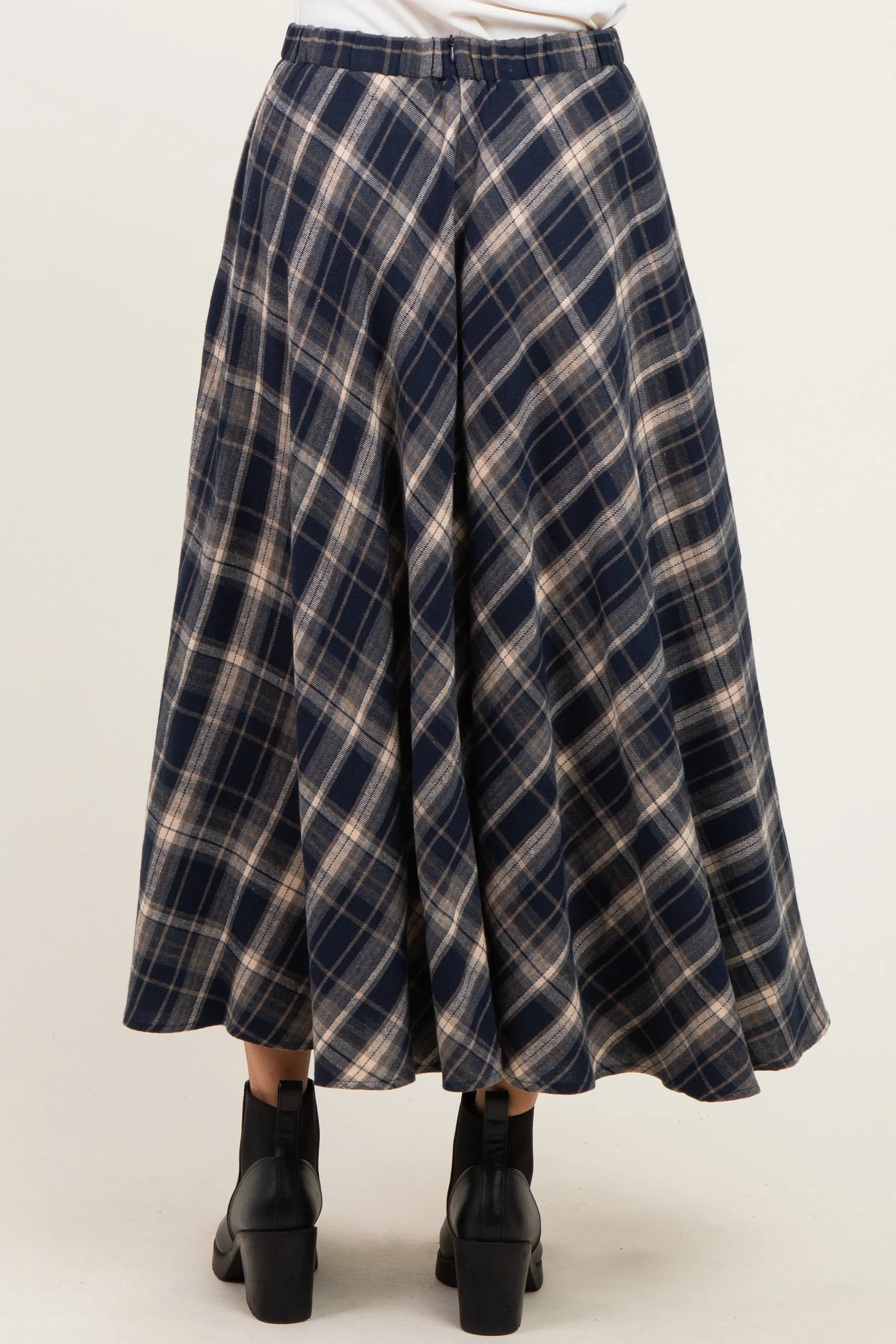 Navy Plaid A-Line Maxi Skirt sold by Pinkblush product image thumbnail 4