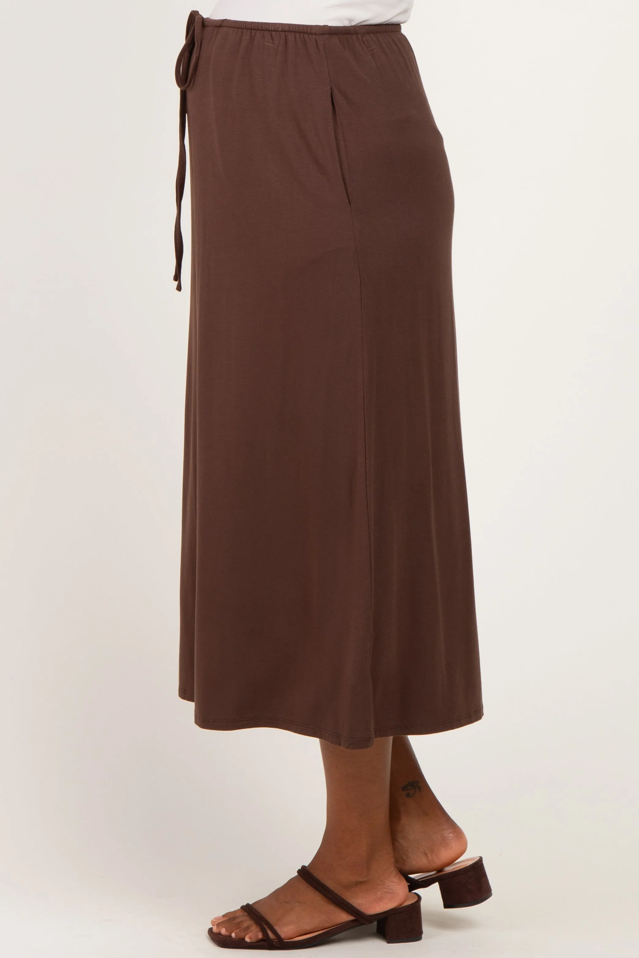 Chocolate Front Tie Maternity Maxi Skirt sold by Pinkblush product image thumbnail 3