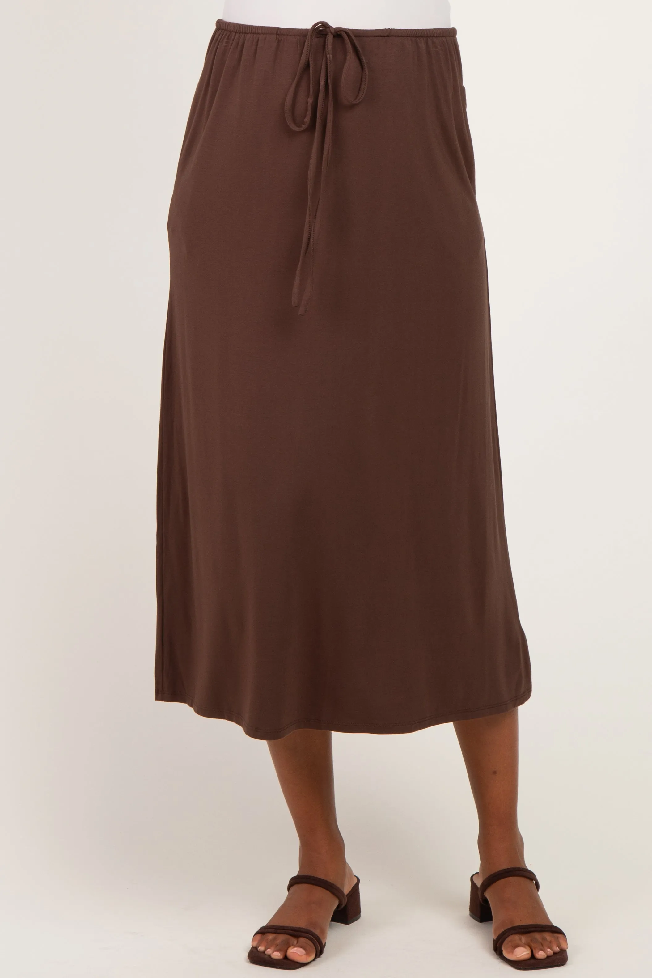 Chocolate Front Tie Maternity Maxi Skirt sold by Pinkblush product image thumbnail 2