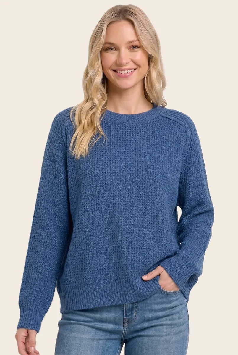 Blue Waffle Textured Sweater sold by Pinkblush