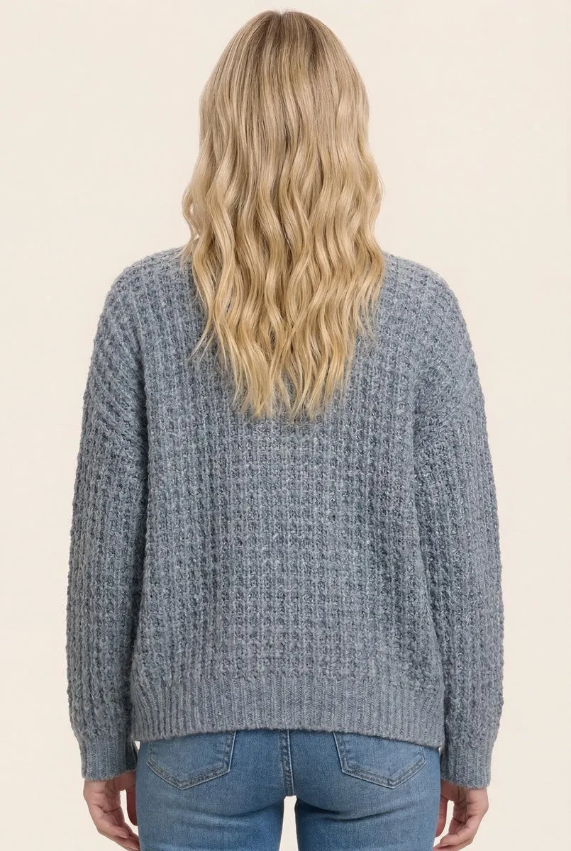 Grey Chunky Waffle Knit Open Cardigan sold by Pinkblush product image thumbnail 3