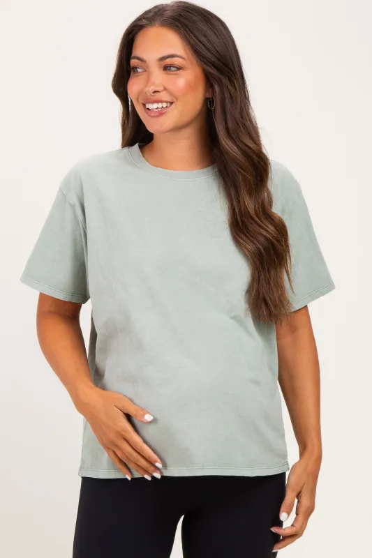 Sage Maternity Crew Neck T-Shirt made by HYFVE