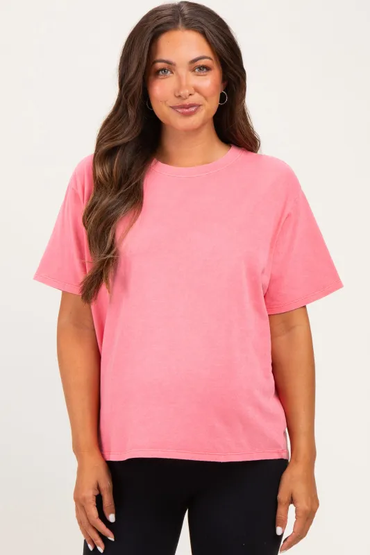 Pink Maternity Crew Neck T-Shirt made by HYFVE