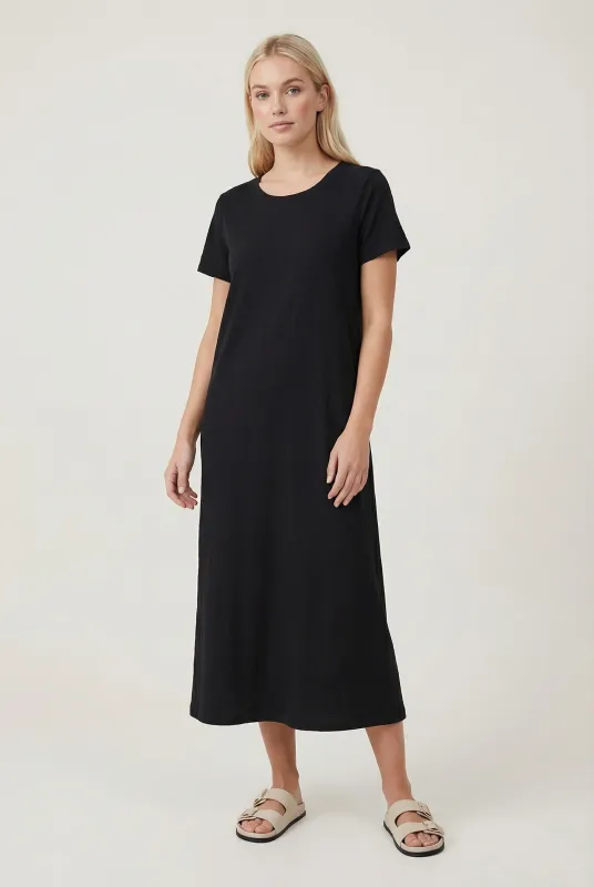 Black Side Slit Midi Dress made by Pinkblush