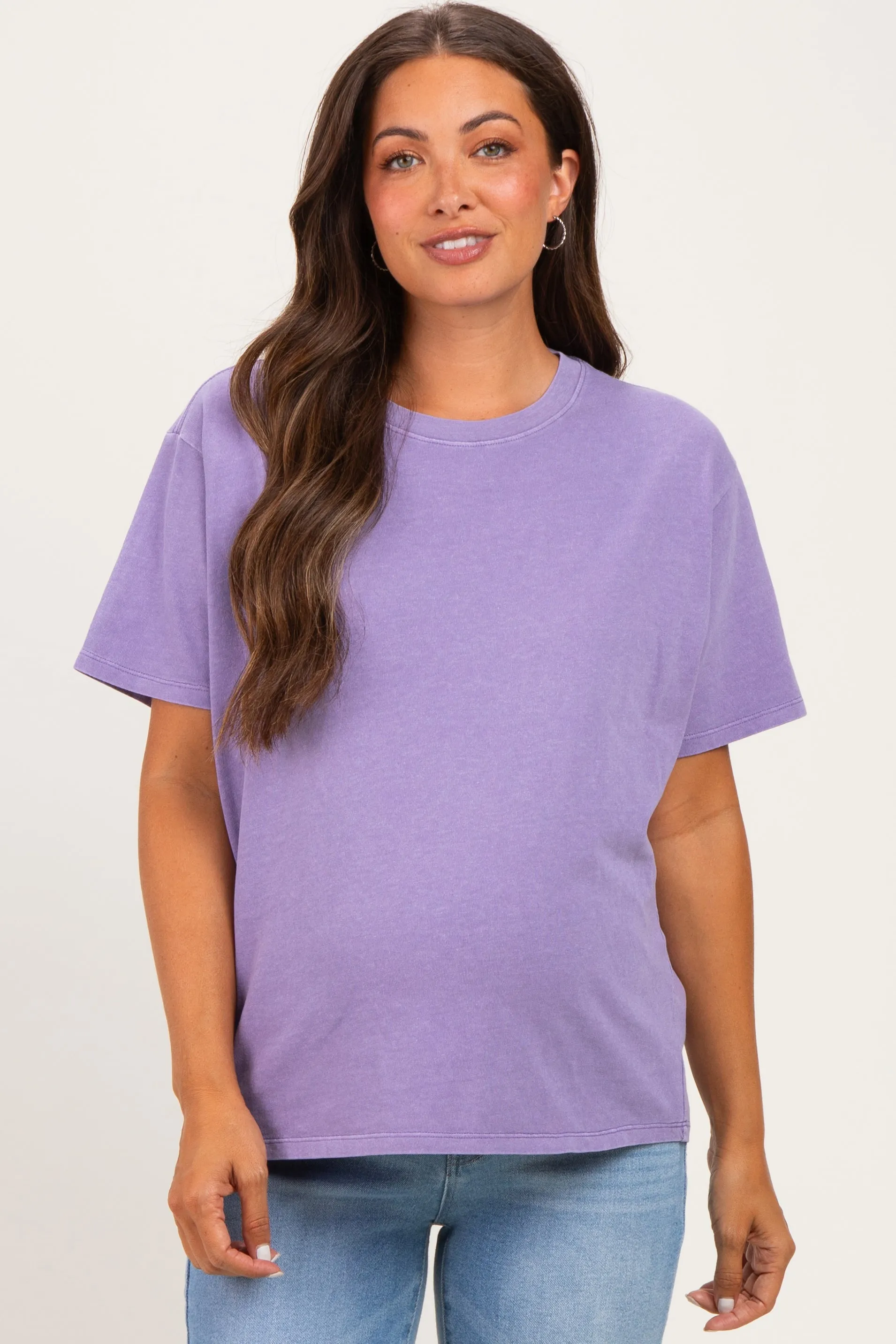 Purple Maternity Crew Neck T-Shirt sold by Pinkblush product image thumbnail 2