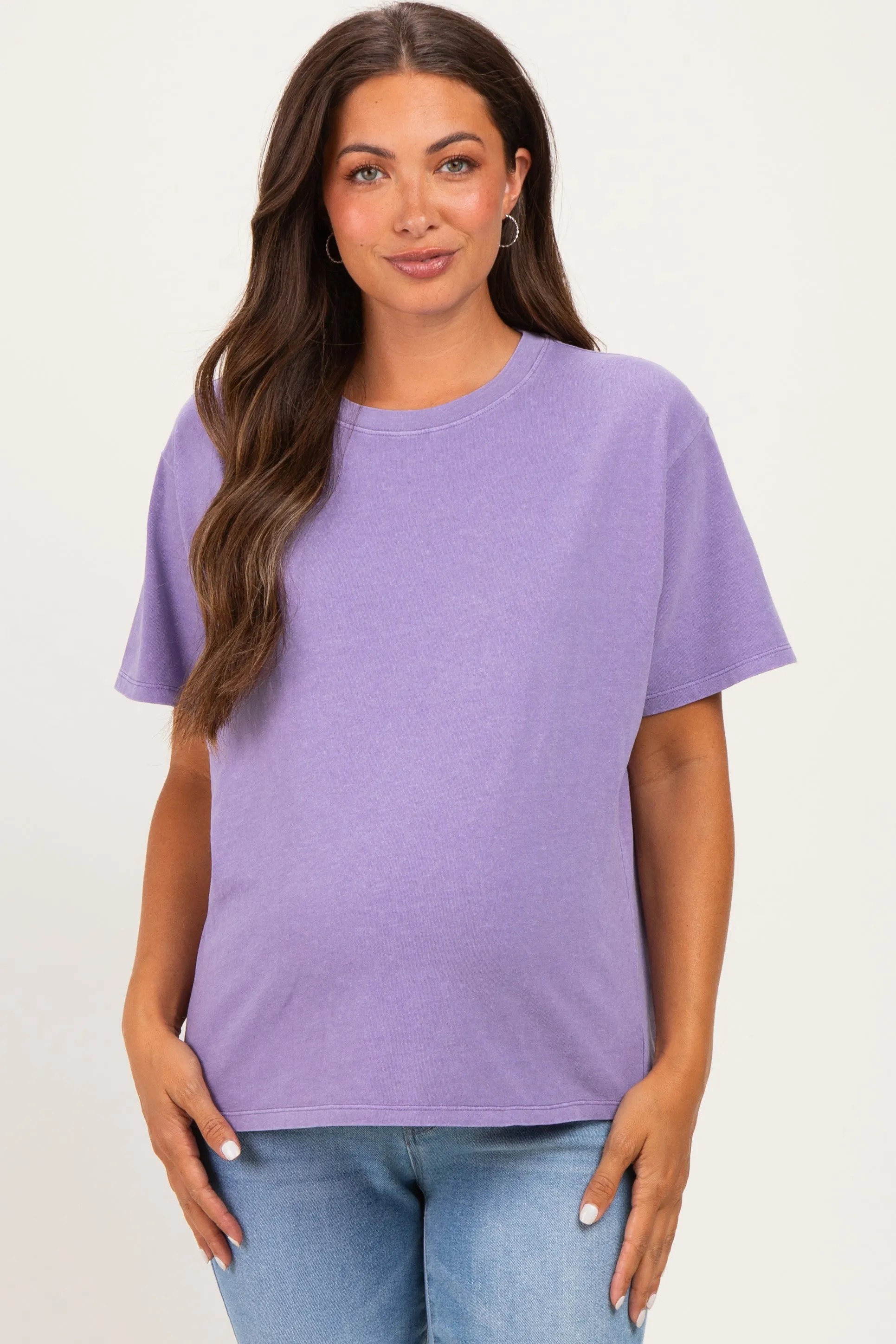 Purple Maternity Crew Neck T-Shirt sold by Pinkblush