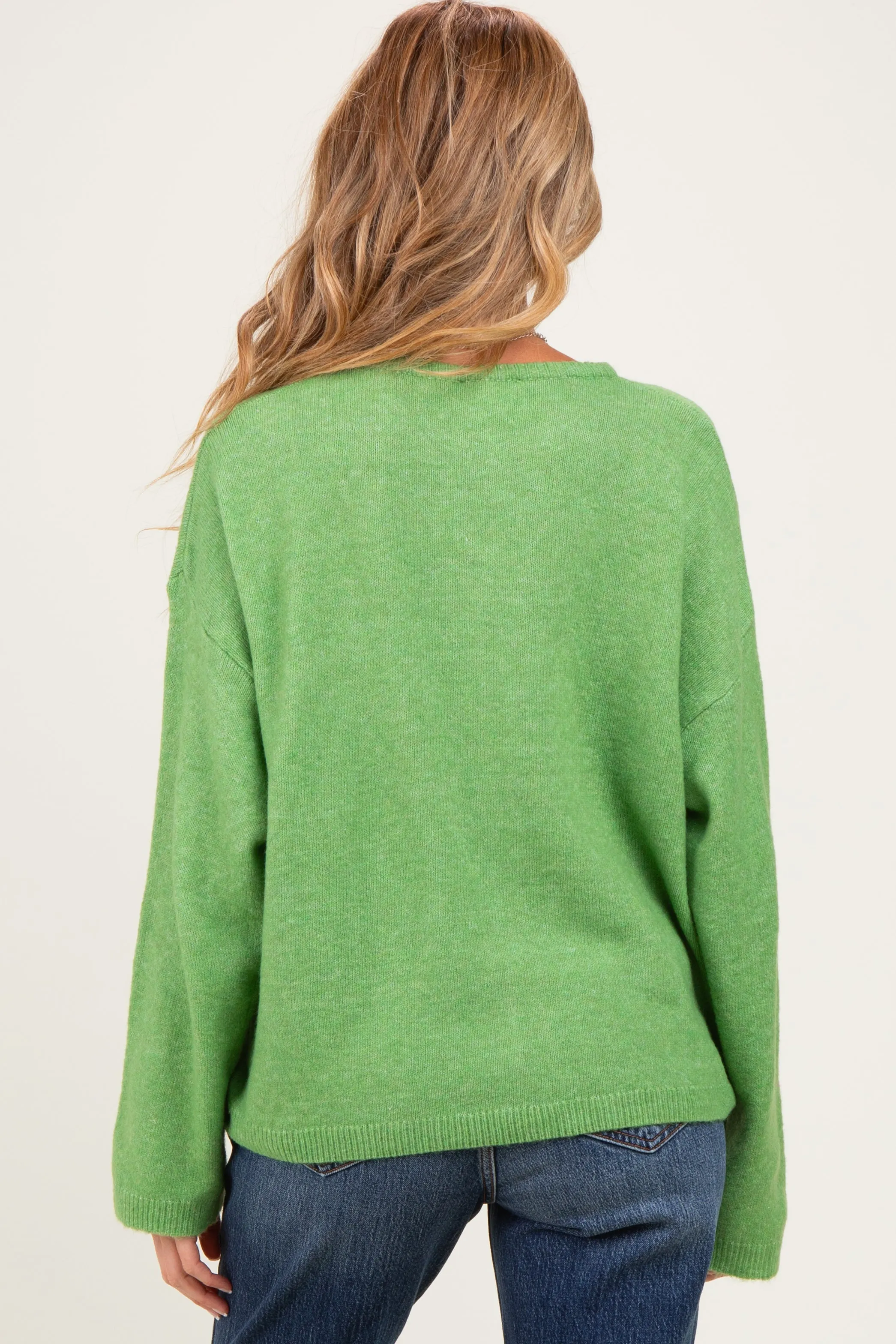 Light Green Long Sleeve Crew Neck Maternity Cardigan sold by Pinkblush product image thumbnail 5