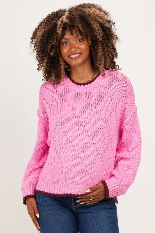 Hibiscus Contrast Trim Pointelle Matenity Sweater made by Wishlist
