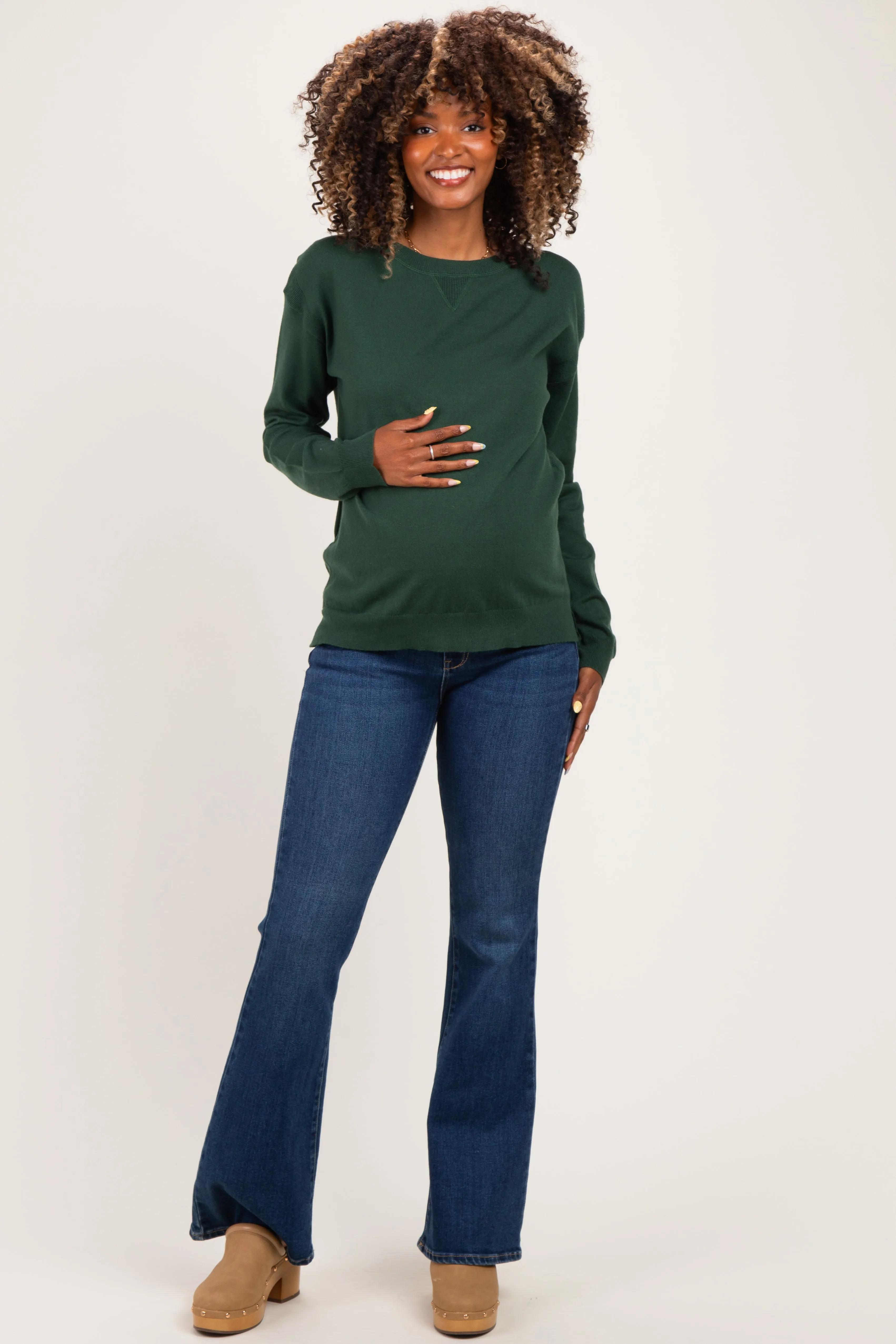Forest Solid Basic Maternity Sweater sold by Pinkblush product image thumbnail 3