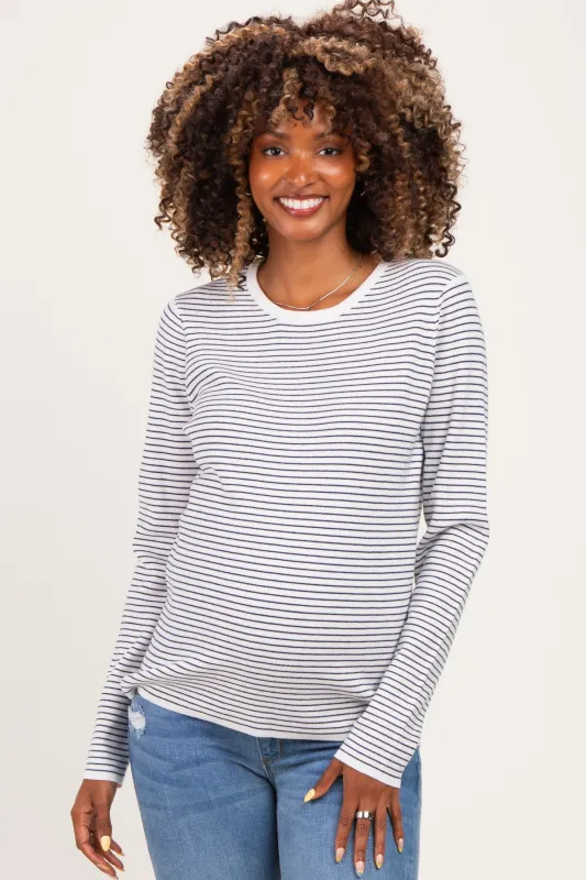 Ivory Navy Basic Pinstripe Maternity Sweater made by Staccato