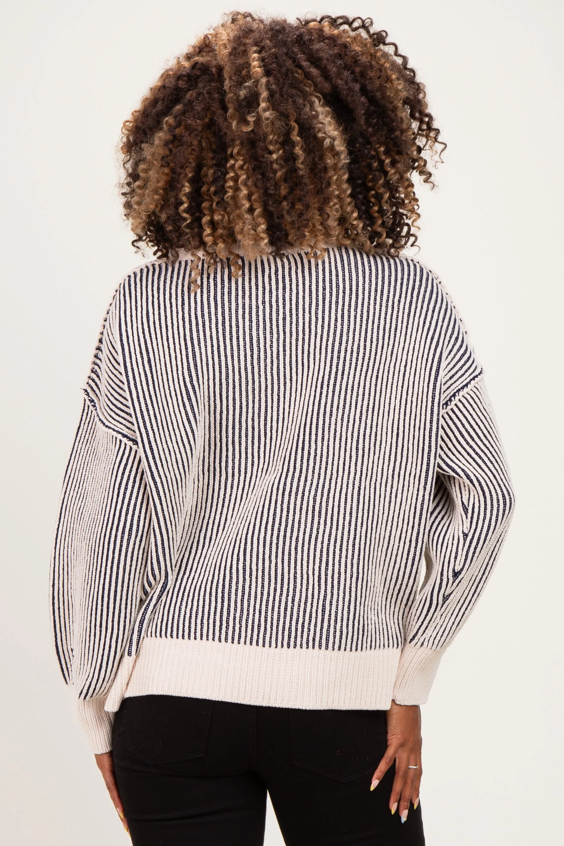 Navy Two Tone Oversized Maternity Sweater sold by Pinkblush product image thumbnail 4