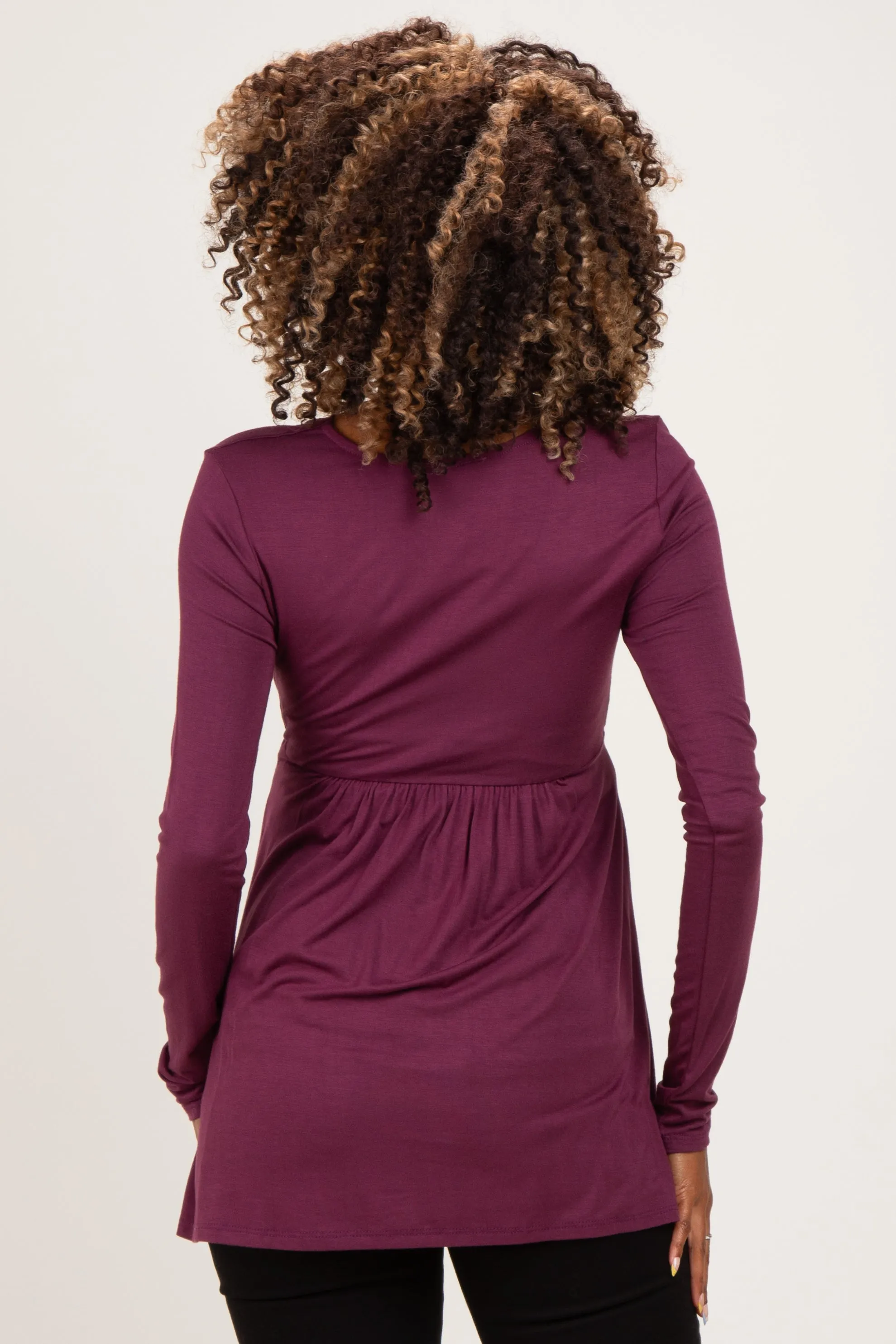 PinkBlush Burgundy Long Sleeve Draped Front Maternity Nursing Top sold by Pinkblush product image thumbnail 5