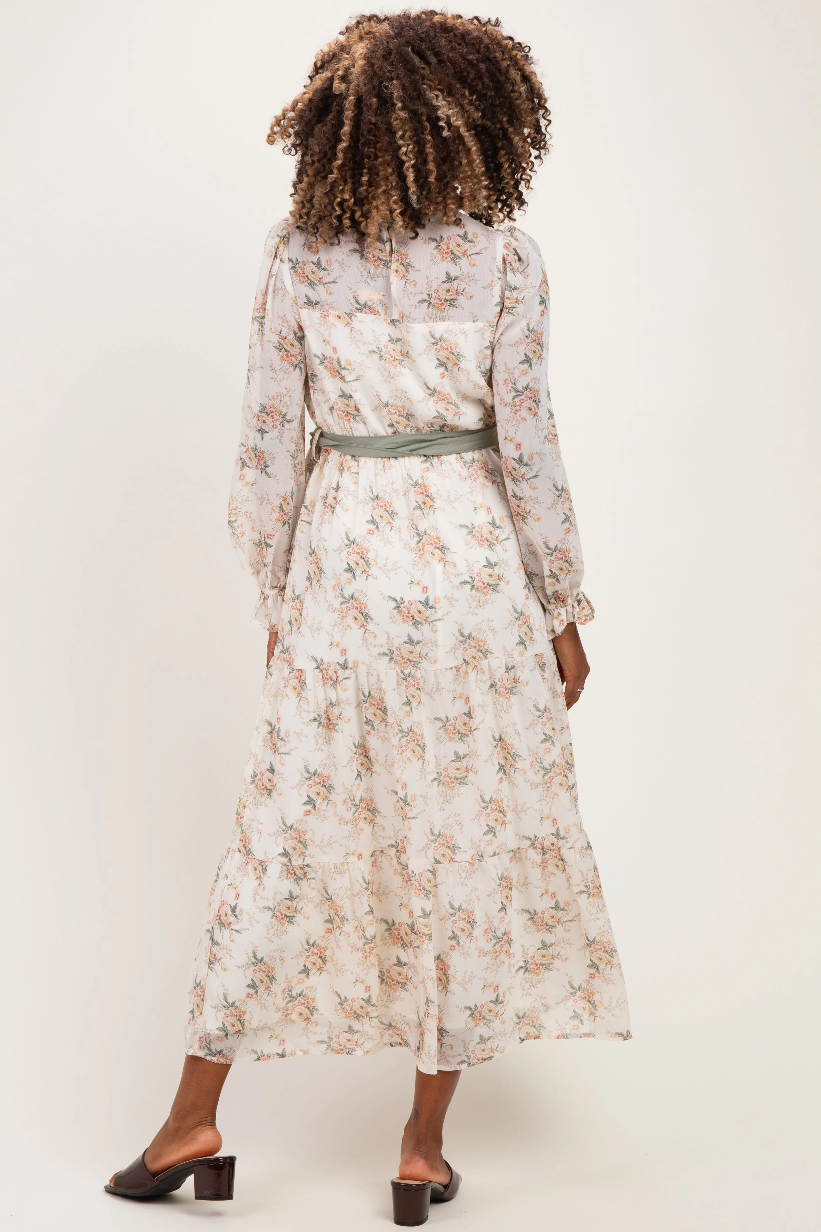 Cloud Floral Sash Tiered Maternity Maxi Dress sold by Pinkblush product image thumbnail 3