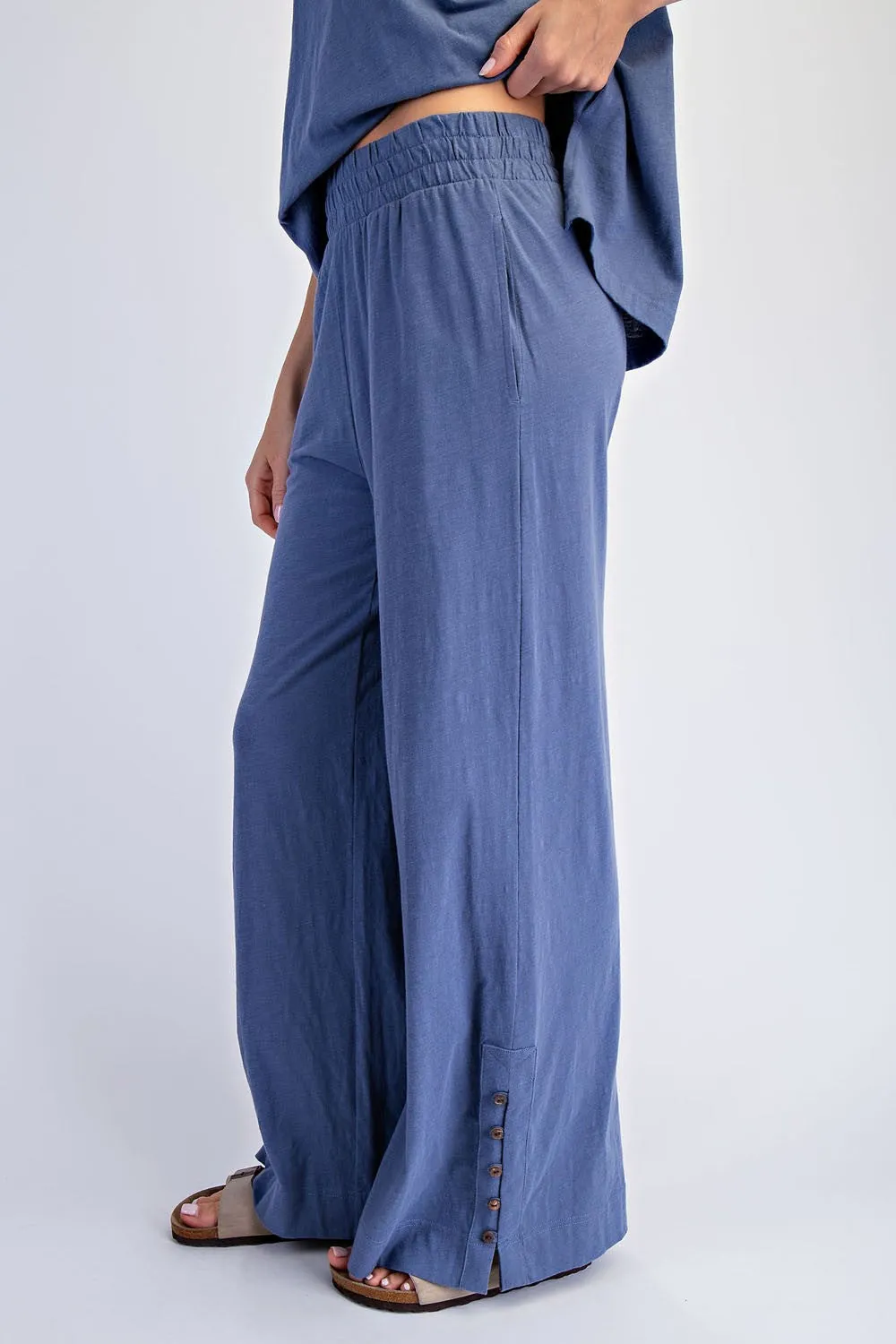Blue Button Detail Tank Wide Leg Pant Set sold by Pinkblush product image thumbnail 4
