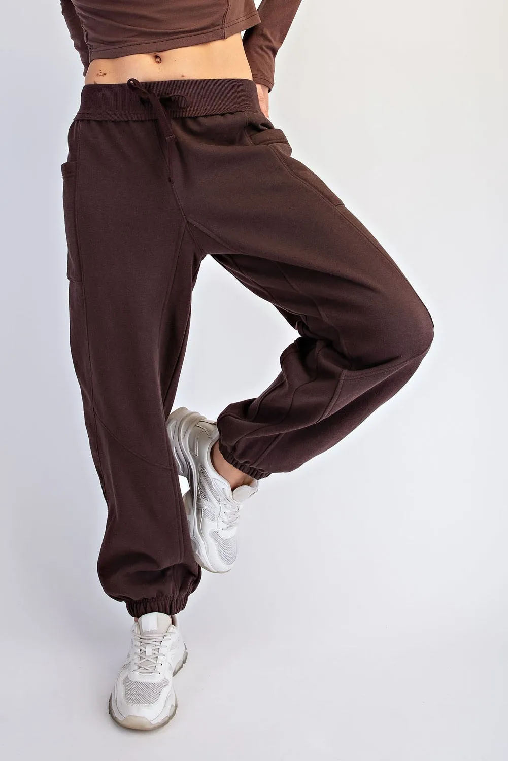 Espresso Terry Drawstring Joggers sold by Pinkblush product image thumbnail 3