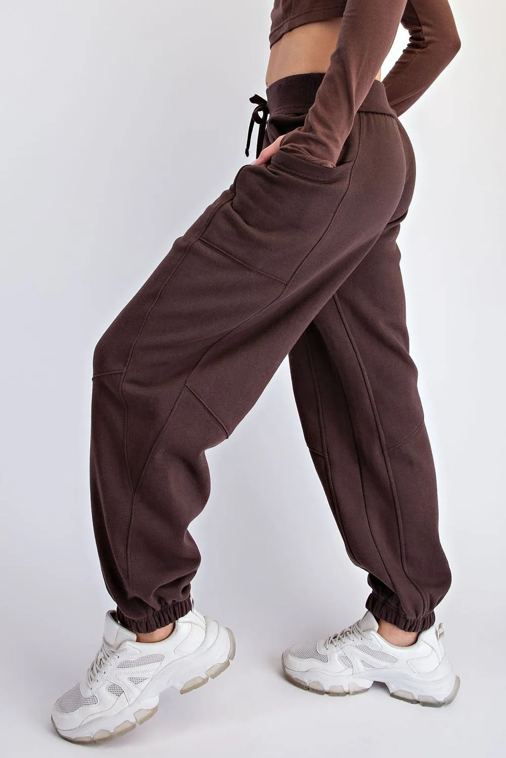 Espresso Terry Drawstring Joggers sold by Pinkblush product image thumbnail 4