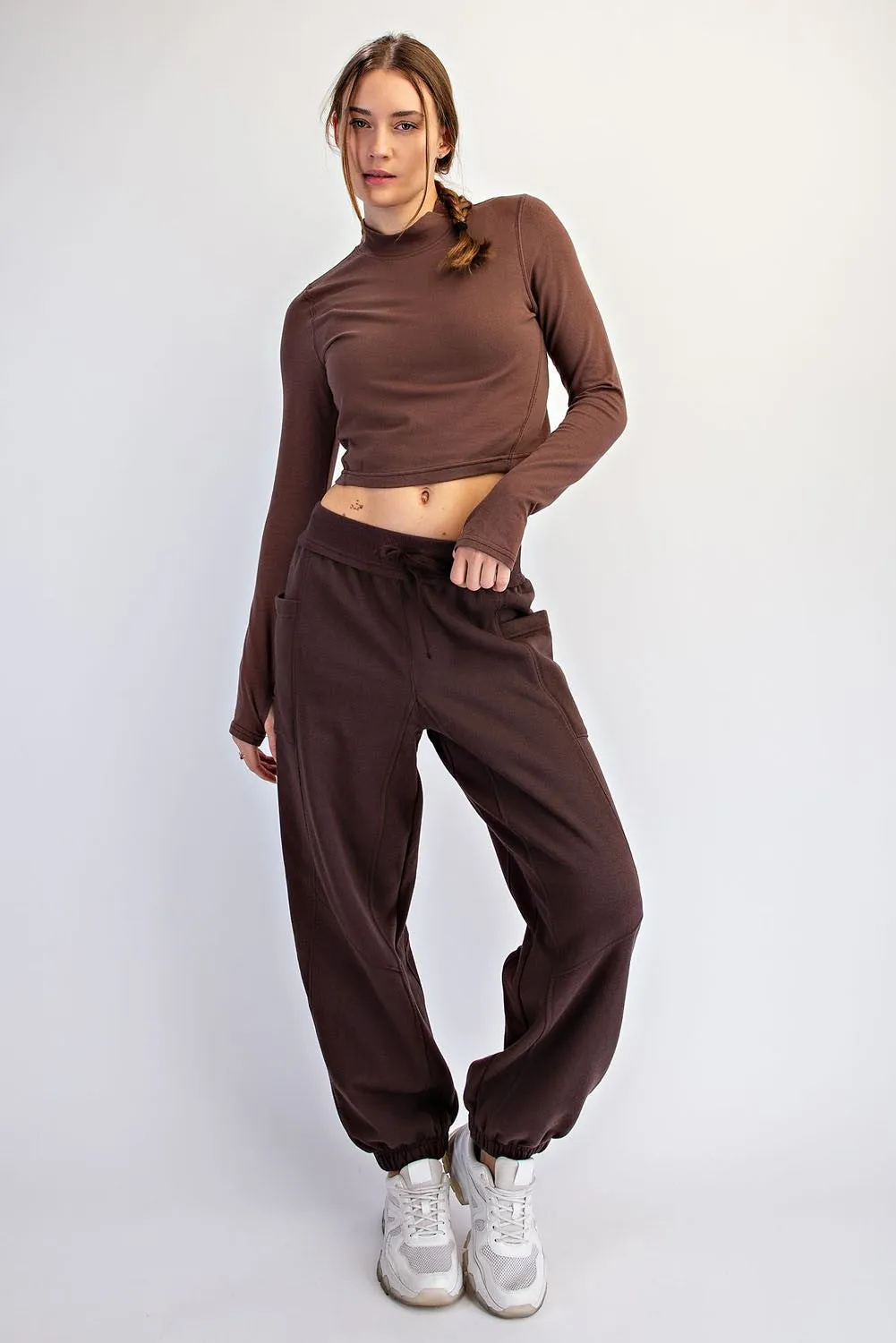 Espresso Terry Drawstring Joggers sold by Pinkblush
