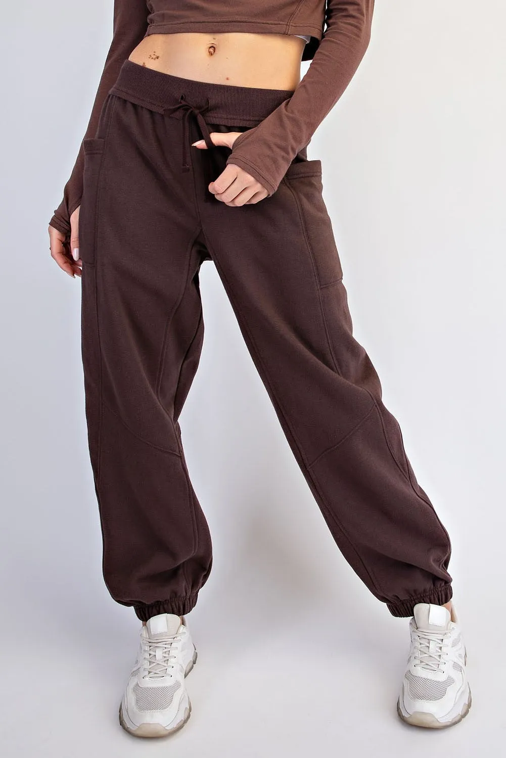 Espresso Terry Drawstring Joggers sold by Pinkblush product image thumbnail 2